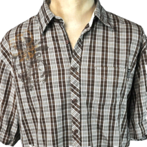 Pineapple Connection Stitched Accent Plaid XXL Button Shirt size 2XL Mens Brown - £14.58 GBP