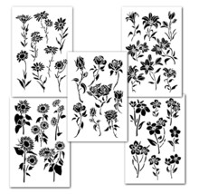 Flowers Stencil Pack for Wall painting Crafts Models scrapbooks Assorted 5PACK - £13.66 GBP