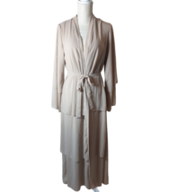 Womens Beige Kimono Duster Boho Tiered Ruffle Robe Cover Up Size M w/ Belt - £15.50 GBP