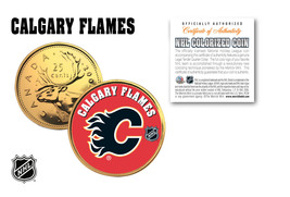 CALGARY FLAMES NHL Hockey 24K Gold Plated Canadian Quarter Coin * LICENS... - $8.56