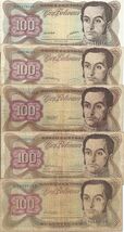 Venezuela 100 Cien Bolivares Cir. Mix Dates Five (5)   Banknotes # 24 - $9.89