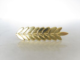Small gold metal leaf hair pin clip barrette for fine thin hair - $6.95