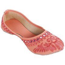 Women Bellies Jutti Indian bridal ethnic traditional flat US Size 6-9 Peach EM - £18.21 GBP