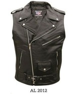 Men&#39;s Sleeveless Motorcycle Jacket in Premium Buffalo Leather, - £98.62 GBP+