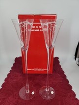 International Silver Company  Wedding Champagne Glasses Set of 2  Frosted Hearts - £11.03 GBP
