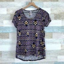 LuLaRoe Classic T Purple Medallion High Low Hem Tunic Jersey Knit Womens XS - £11.13 GBP