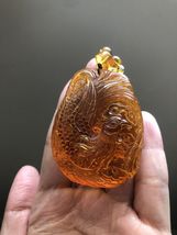 Natural Burmese Amber Myanmar Amber necklace Phoenix Bird Handmade Pendant - £393.66 GBP