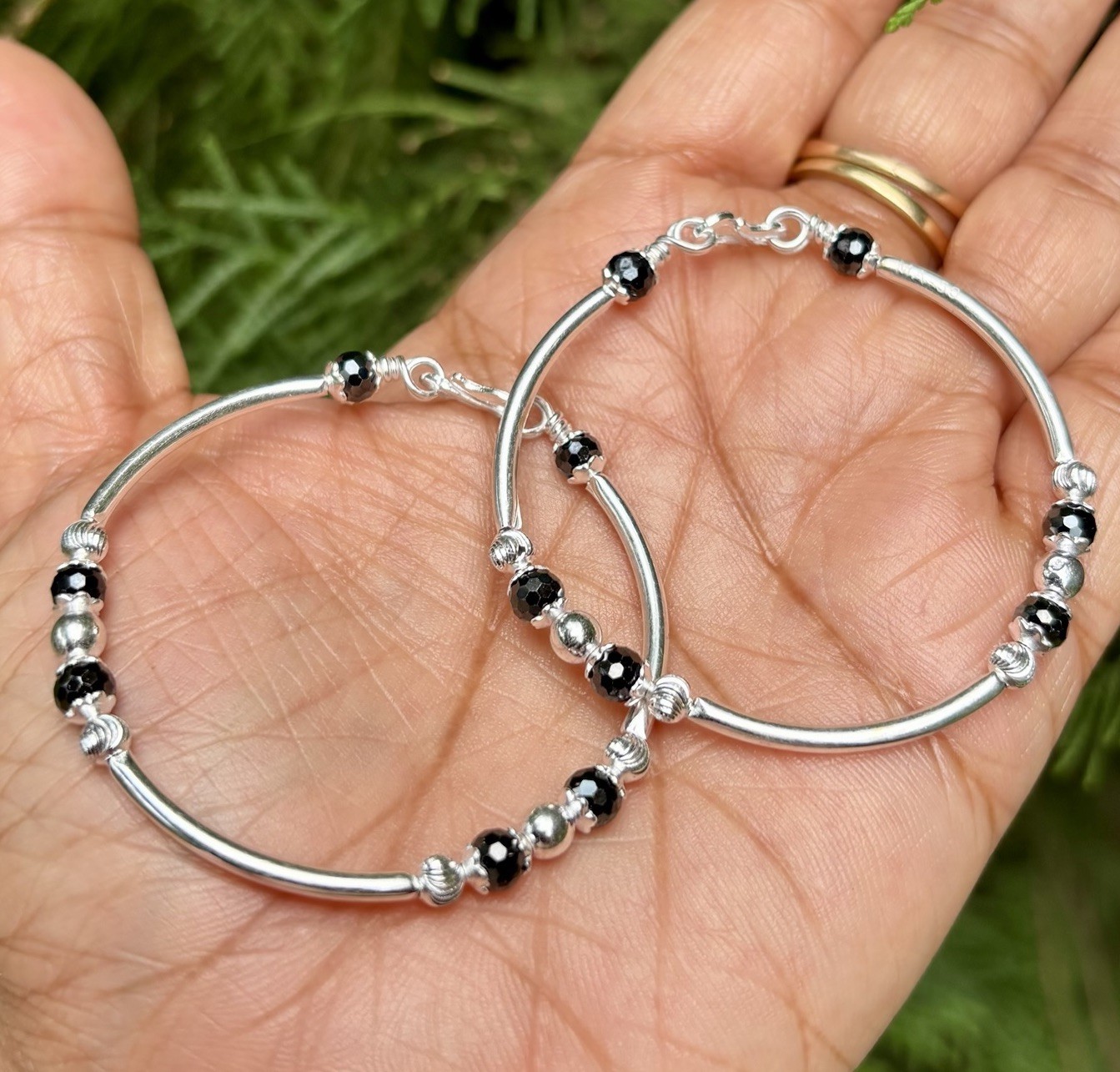 2 Pc 999 Plata Mal de Ojo Brazalete Nazariya Niños Bebés 9.1 gm Abrible - £33.42 GBP