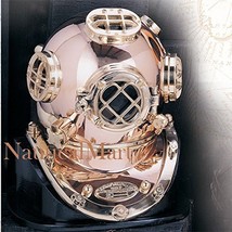 NauticalMart Copper &amp; Brass Medium Size US Diver&#39;s Helmet MK V  - £256.96 GBP