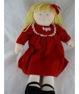 Vintage Eden Toys 17&quot; Cloth Doll blonde hair Red velveteen dress Rare ha... - $46.54 CAD