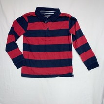 Red Blue Striped Preppy Polo Rugby Shirt Boys 6 Long Sleeve Top Fall School - £14.08 GBP