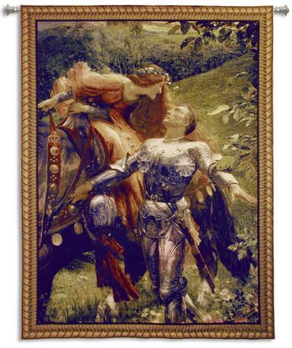 53x66 LA BELLE Knight Medieval Tapestry Wall Hanging - £203.36 GBP