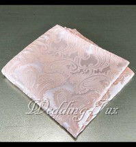 Paisley Handkerchief Only Pocket Square Hanky Light Peach Wedding Party - £4.25 GBP