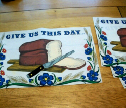 Religious Placemats Set Of 4 Give Us This Day Matthew 6:11 Hand Painted ... - $19.79