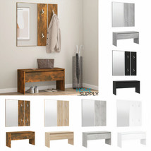 Modern Wooden Hallway Furniture Set With Mirror Clothes Storage Stool Coat Rack - £69.82 GBP+
