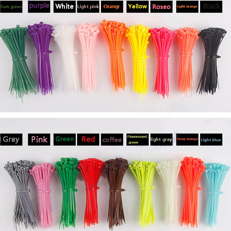 100pcs/bag 8 Color 2.5mmx100mm 2.5mm*100mm Self-Locking Nylon Wire Cable Zip Tie - £18.68 GBP