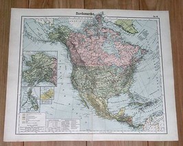 1905 Original Antique Map Of North America United States Canada Caribb EAN - $24.15