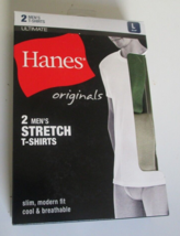 2 Hanes Originals Men&#39;s T-Shirts Crew Neck Stretch Large Greens - £15.78 GBP