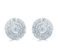 1/4ct tw Diamond Round Cluster Fashion Stud Earring in Sterling Silver - £51.39 GBP