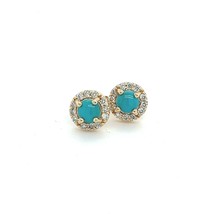 Natural Turquoise Diamond Earrings 14k Y Gold 0.65 TCW Certified $1,590 217840 - £776.69 GBP