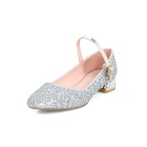 Girls Sequins Glitter Gold Silver Shoes Big Plus Women Mary Janes Shoes Ladies B - £42.18 GBP