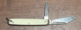Vintage USA 2 Blade Pocket Knife Yellow Celluloid Plastic Handles - $18.25