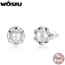 2019 Hot Sale Real 925 Silver Cultured Elegance Stud Earrings For Women Authenti - $20.10
