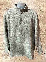 IZOD GRAY FLEECE LINED PARTIAL ZIP LONG SLEEVE PULLOVER COLLARED SWEATER... - $37.60