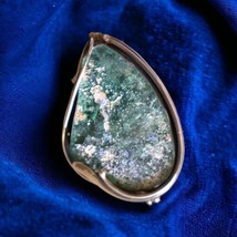 Ancient Roman Glass Sterling Silver Brooch Pendant Pin LARGE Modernist Artisan - $118.78