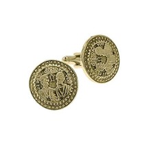 An item in the Fashion category: Gold-Tone Two Apostles Round Cuff Links