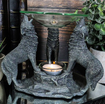 Moonlight Three Howling Wolves Candle Oil Warmer Or Wax Tart Burner Figurine - £25.63 GBP