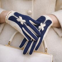 VTG 1950s 60s Navy White Nylon Gloves Lace Mod Colorblock Retro Chic S/M - $24.95
