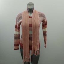 My Style Pullover Sweater w/Scarf Women&#39;s Size Small Pink Striped Long S... - $7.92