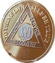 16 Year AA Medallion Large 1.5 Inch 22K Gold Plated Sobriety Chip - £7.72 GBP