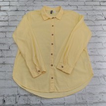 Divided H&amp;M Shirt Womens 10 Yellow Button Down Collared Long Sleeve Cotton - £12.78 GBP