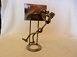 Hand Made Metal Basketball Player Dunking Ball from Recycled Metal 8.25&quot; Tall - £64.25 GBP