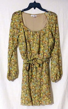 SPEECKLESS FLORAL LINED TUNIC TOP MINI DRESS ELASTIC WAIST &amp; SLEEVES TIE... - $7.91