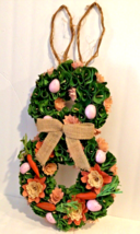 Wood Chip Easter Bunny Wreath for front Door, Home Wall Hanger - $24.99