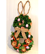 Wood Chip Easter Bunny Wreath for front Door, Home Wall Hanger - £19.54 GBP