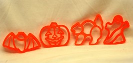 Orange Plastic Cookie Cutters Play-Doh Bat Pumpkin Cat Ghost Halloween Lot of 4 - £7.73 GBP