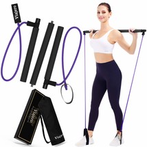 Pilates Bar Kit With 2 Latex Exercise Resistance Bands For Portable Home... - £42.99 GBP