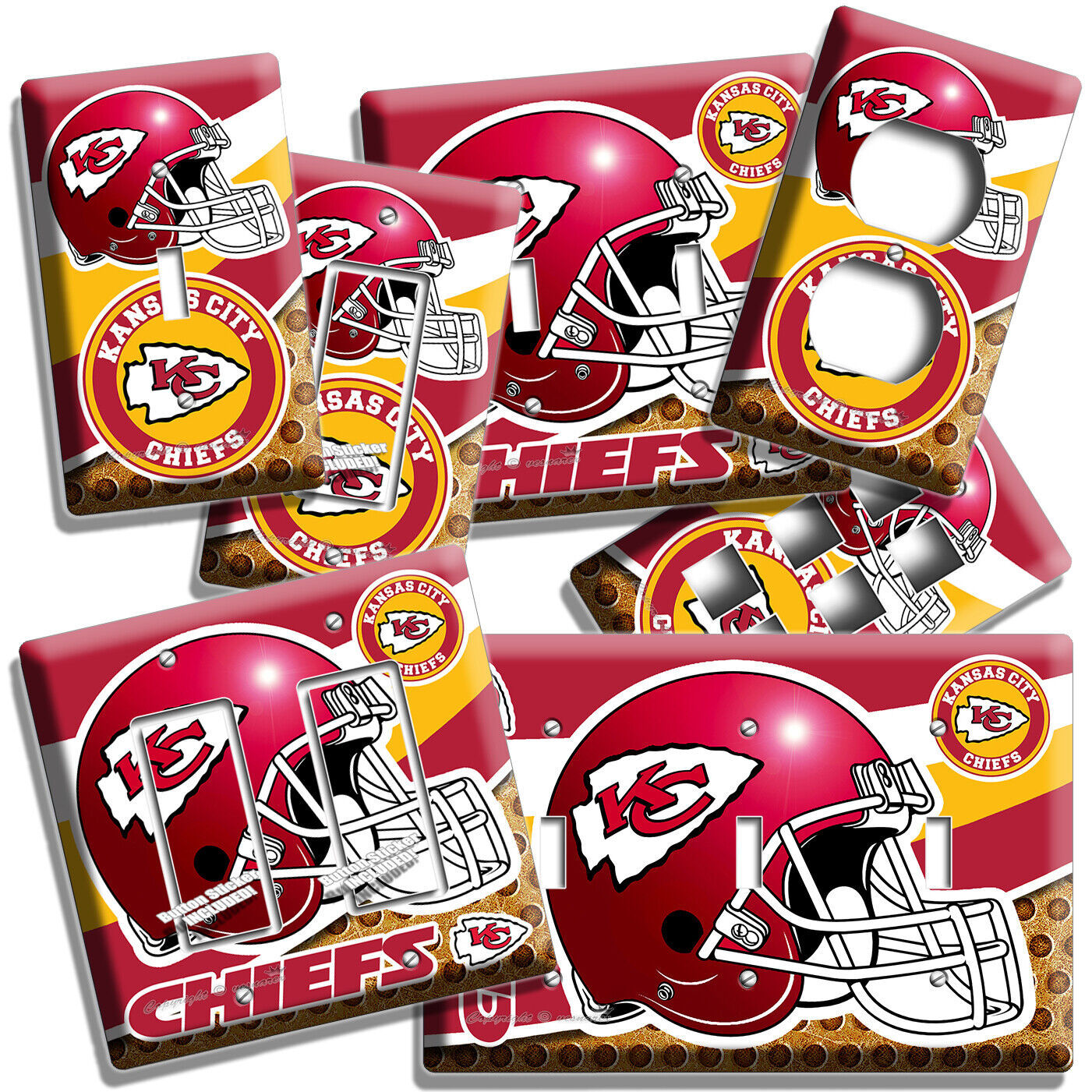 KANSAS CITY CHIEFS FOOTBALL TEAM LIGHT SWITCH OUTLET WALL PLATES MAN CAVE HD ART