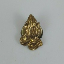 Vintage Gold Tone Praying Hands Religious .75&quot; Lapel Hat Pin - $4.46