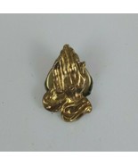 Vintage Gold Tone Praying Hands Religious .75&quot; Lapel Hat Pin - $6.15 CAD