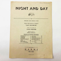 Night and Day Sheet Music English &amp; French Text Cole Porter 1946 - $14.84