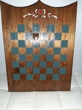 Vintage hand made hand painted wood chess checker board 15 X 19 - $24.99