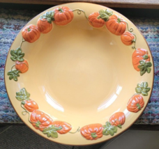 14 Inch Round Pumpkin Bowl Serving Fall Holiday Season Tabletop Harvest ... - £33.57 GBP