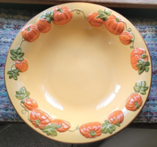 14 Inch Round Pumpkin Bowl Serving Fall Holiday Season Tabletop Harvest ... - $42.99