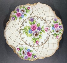 ARCO Fine Quality China 8&quot; Plate Floral with Gold Net and Trim Display Dish - $14.25