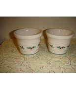 Longaberger Pottery Traditional Holly Set Of 2 Votive Candle Holders - $17.82 CAD